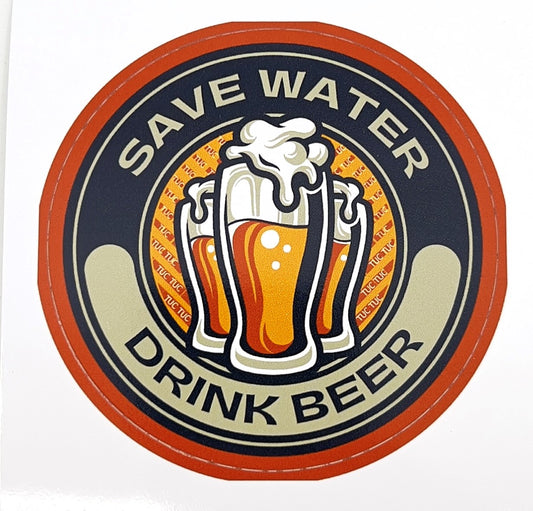Save Water, Drink Beer - Orange Sticker